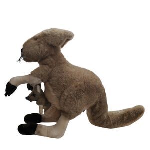 Discovery Channel Kangroo Mom and Baby Stuffed Animal Plush 14" tall.